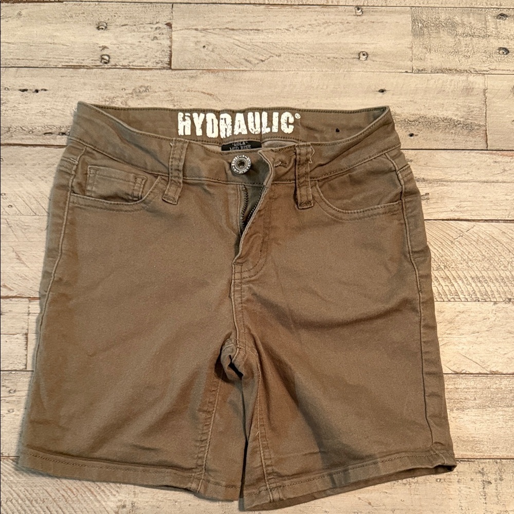 Hydraulic‎ Olive Green Lola Midrise Curvy Women's Shorts Size 1 Stretchy